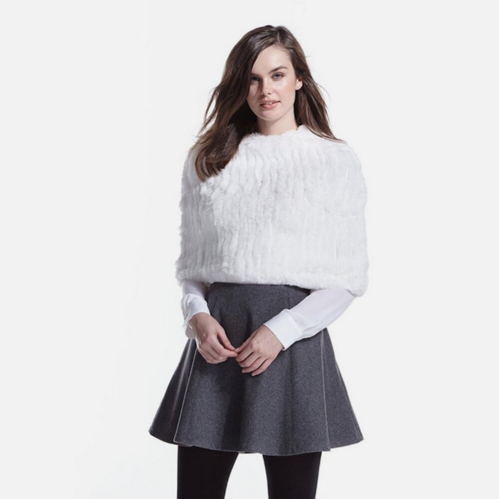 Love Token Andrew Rabbit Fur Capelet Cropped Poncho